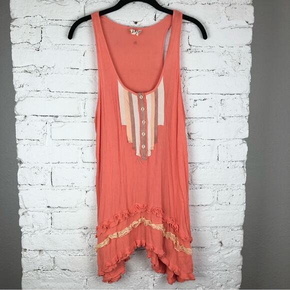 Free People Peach Ruffle Tank - Picture 1 of 7